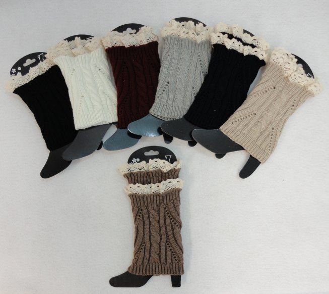 Knitted Boot Cuffs [cable Knit/antique Lace]