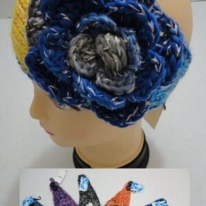 Wide Hand Knitted Ear Band [color Fade & Flower] *loop