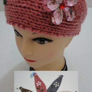 Hand Knitted Ear Band [jewel Flower]