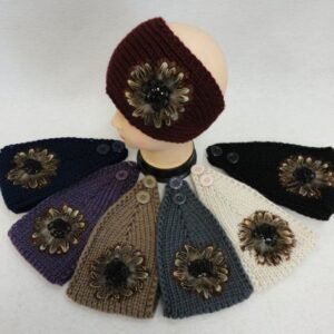 Wide Hand Knitted Ear Band [feathers & Beads]