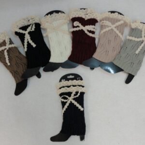 Knitted Boot Cuffs [antique Lace Bow]
