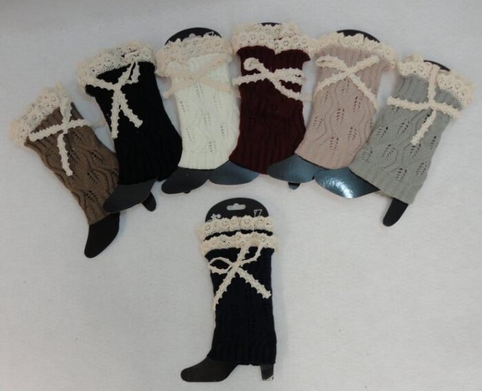 Knitted Boot Cuffs [antique Lace Bow]