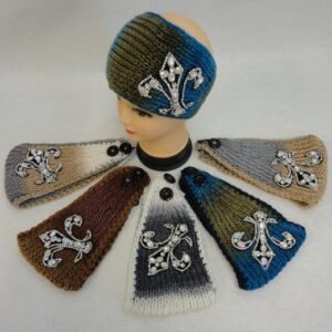 Wide Ear Band [color Fade/rhinestone Fleur De Lis]