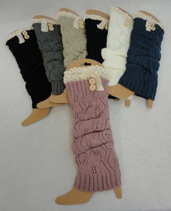 Knitted Leg Warmers [antique Lace/2 Buttons]