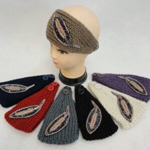 Hand Knitted Ear Band [beaded Leaf]