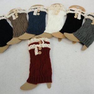 Knitted Boot Cuffs With Antique Lace [2 Buttons]