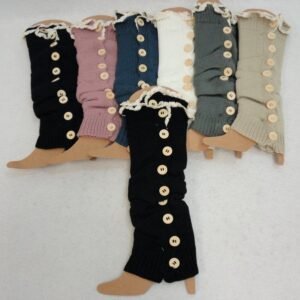 Knitted Leg Warmers [antique Lace/9 Buttons]