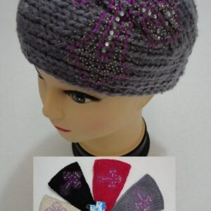 Wide Hand Knitted Ear Band [rhinestone Cross]