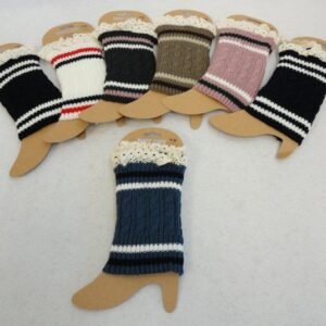 Knitted Boot Cuffs W Antique Lace [cable Knit Varsity]