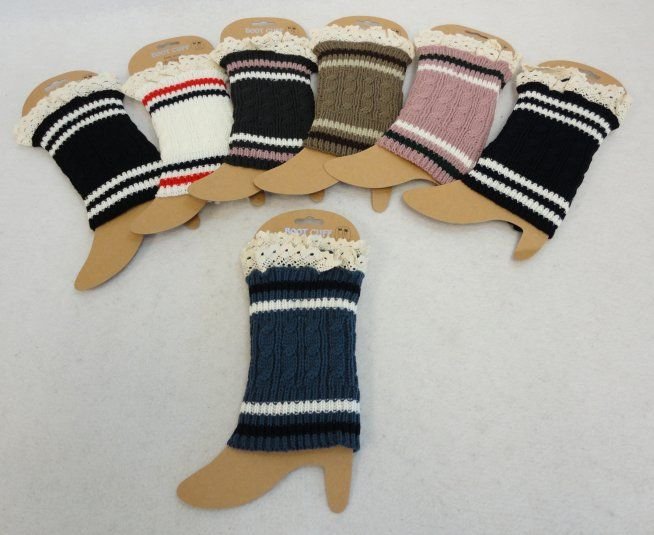 Knitted Boot Cuffs W Antique Lace [cable Knit Varsity]