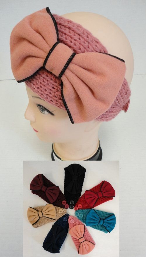 Hand Knitted Ear Band [lg Bow]
