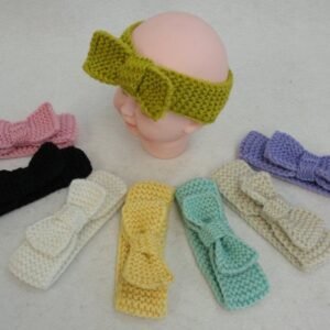 Baby Hand Knitted Ear Band [bow Loop]