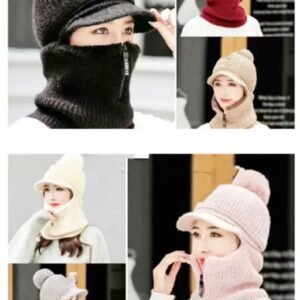 673753.jpg Winter Hat With Neck Scarf With Zipper