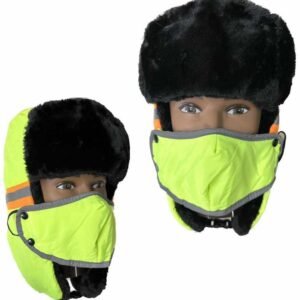 Aviator Hat Fur Trim & Detachable Mask - Neon