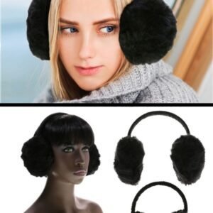 Black Furry Earmuffs With Band That Goes Over The Hea