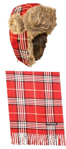 Plaid Trooper Hats And Scarf Set Tp476s Assorted