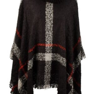 Women Winter Knitted Poncho With High Collar