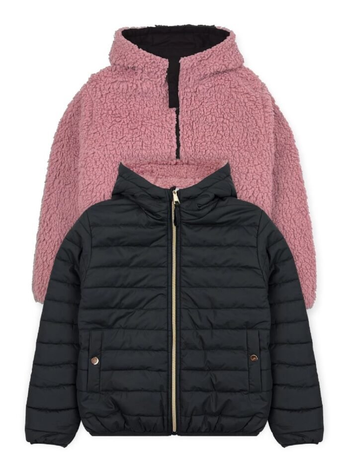 Girls' Reversible Jacket With Sherpa Lining