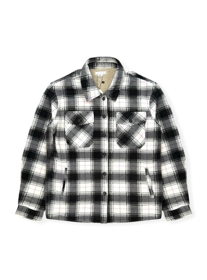 Ladies' Plush Shirt Jacket With Sherpa Lining