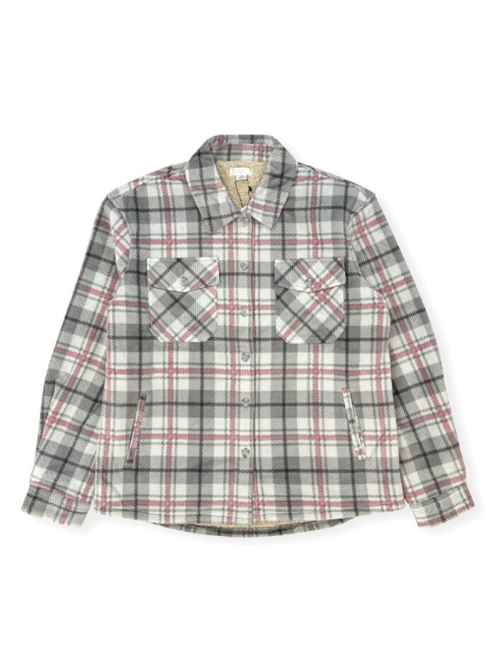 Ladies' Plush Shirt Jacket With Sherpa Lining