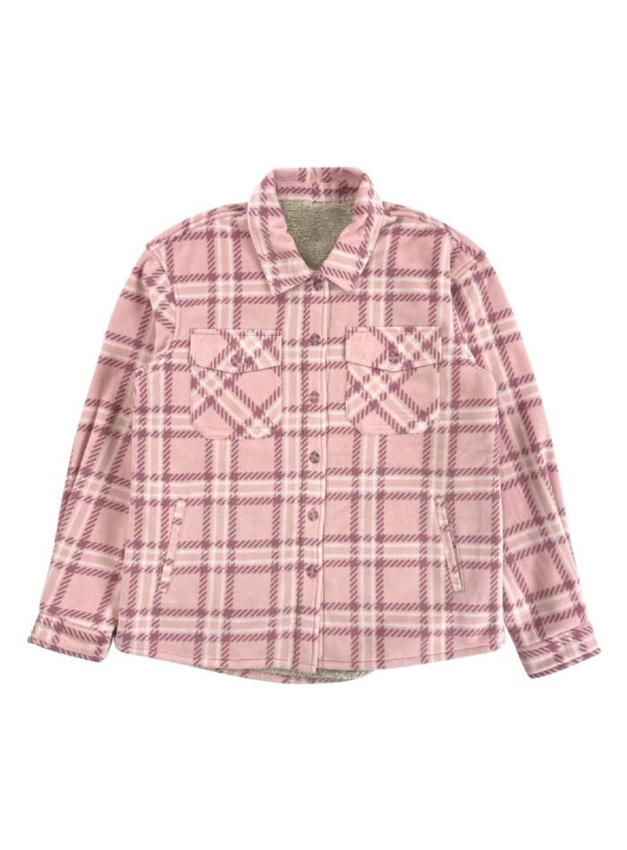 Ladies' Plush Shirt Jacket With Sherpa Lining