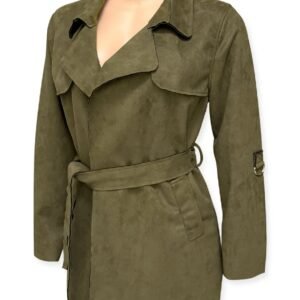 Ladies' Long Faux Suede Trench Coat
