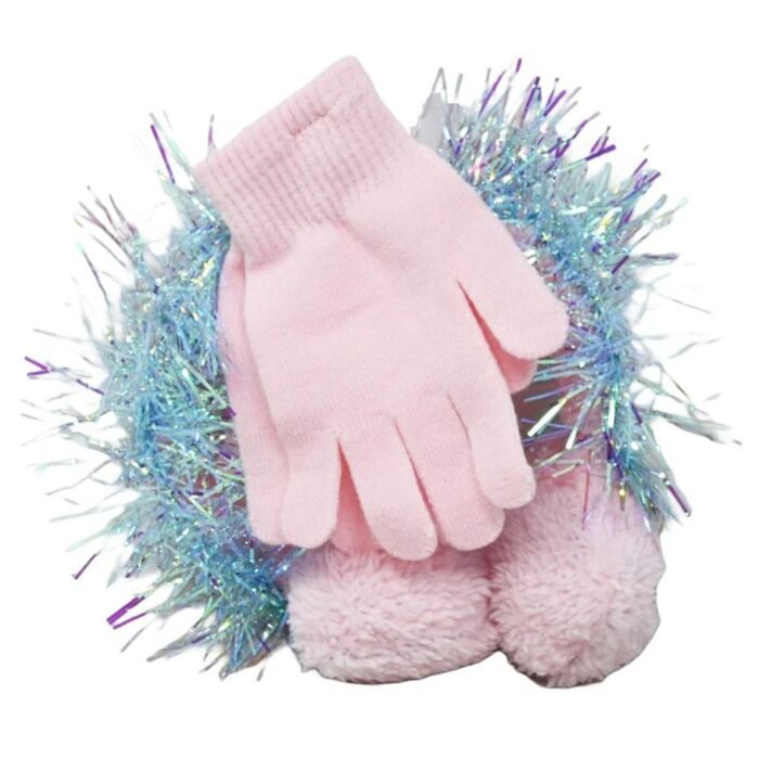 695775.jpg 2pc Girls Pink Earmuff Glove Set Confetti