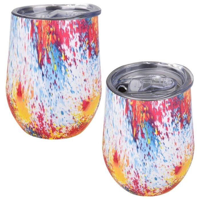 12 pieces XxX- Double Wall Ss Wine Cup - Tye Dye 12oz 12/7 - Drinking Water Bottle