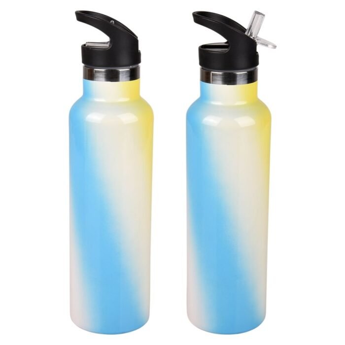 12 pieces XxX- Double Wall Ss Sports Bottle W/straW-Glossy Gradient 20 - Drinking Water Bottle