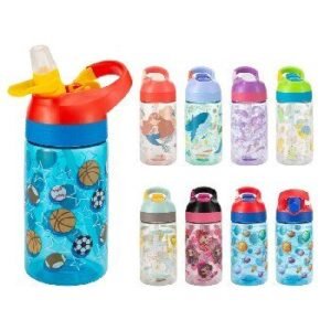 24 Pieces Splash Plastic Child's Printed Water Bottle 17oz Flip Straw - Drinking Water Bottle
