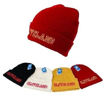 707430.jpg Cuffed Knit Toboggan Cleveland Wine Gold