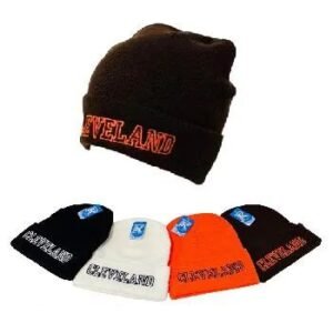 707432.jpg Cuffed Knit Toboggan Cleveland Black Orange
