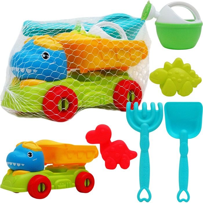 12 Sets 11-inch Beach Truck W/ 5pc Acss In Peg Net Bag - Buckets & Basins