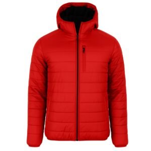 Men's Sherpa-Lined Hooded Puffer Jacket Red