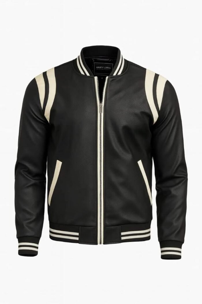 Men's Faux Leather Bomber Jacket