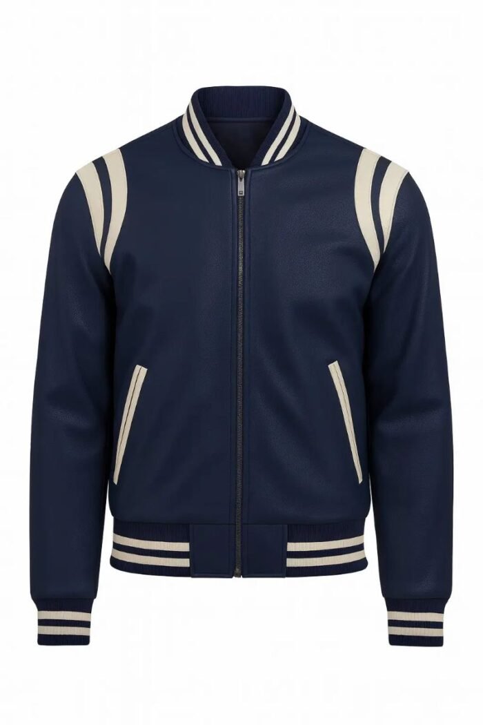 Men's Faux Leather Bomber Jacket