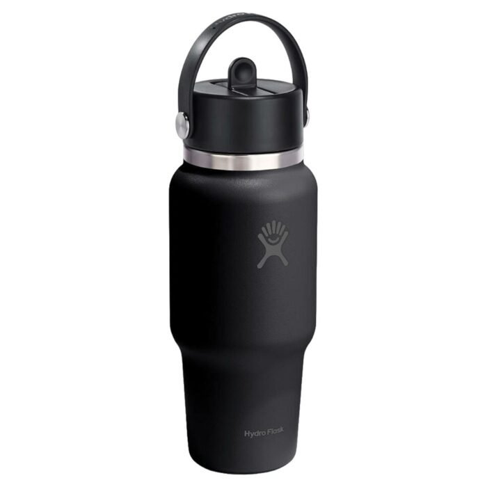 24 pieces Hydroflask Wide Mouth Travel Bottle With Flex Straw Cap - Black - Drinking Water Bottle