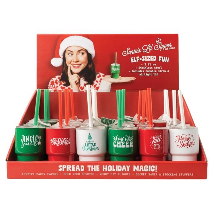 96 pieces 3oz Santa's Lil Sipper Stainless Tumbler - Drinking Water Bottle