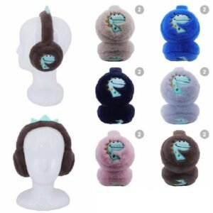 Kids Plush Dinosaur Faux Fur Earmuffs With Headband Spikes