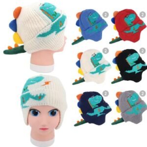 719755.jpg Kids 3d Dinosaur Spikes & Tail Earflap Winter Beanie Hat
