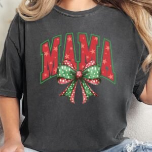 Arched Red And Green Mama Comfort Colors Adult Ring-Spun Cotton Tee