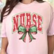 Arched Red and Green Nurse Comfort Colors Adult Ring-Spun Cotton Tee