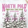 Pink North Pole Christmas Tree Farm Heavy Cotton Long Sleeve Adult T-Shirt