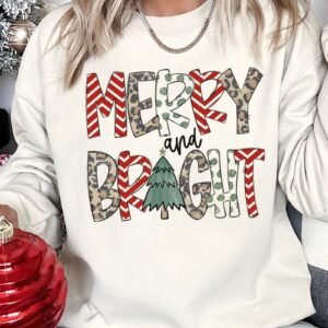 Leopard Merry And Bright Unisex NuBlend Crew Sweatshirt