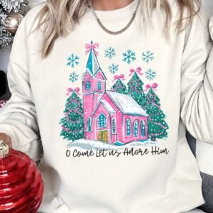 Pink Church Come Let Us Adore Him Unisex NuBlend Crew Sweatshirt
