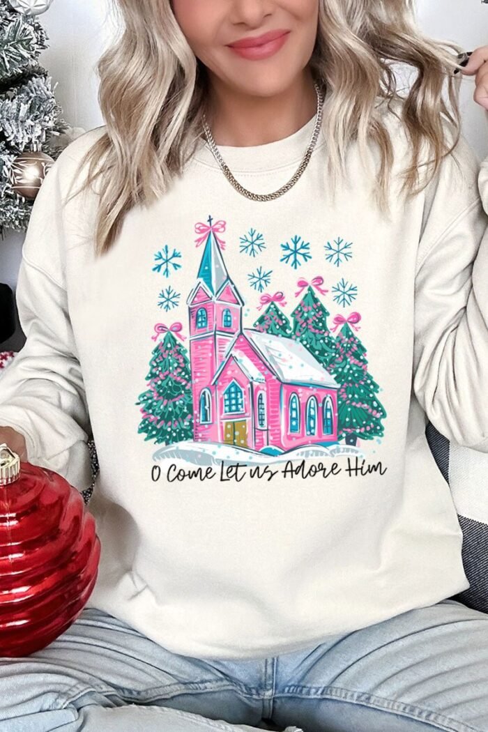 hpvjit-562mr-ash-sm-pinkchurchcomeletusadorehim-hpv-246578.jpg Pink Church Come Let Us Adore Him Unisex NuBlend Crew Sweatshirt