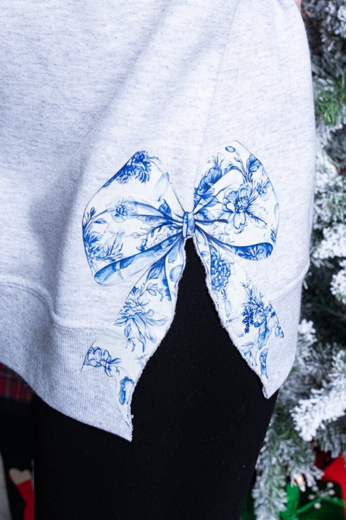 Side Bows Chinoiserie Blue Merry Christmas Unisex NuBlend Crew Sweatshirt