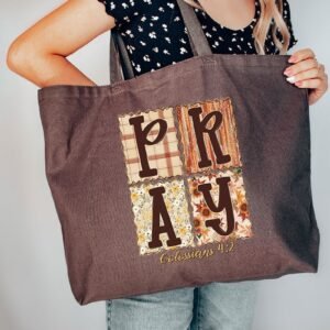 Fall Floral Pray Canvas Jumbo Tote