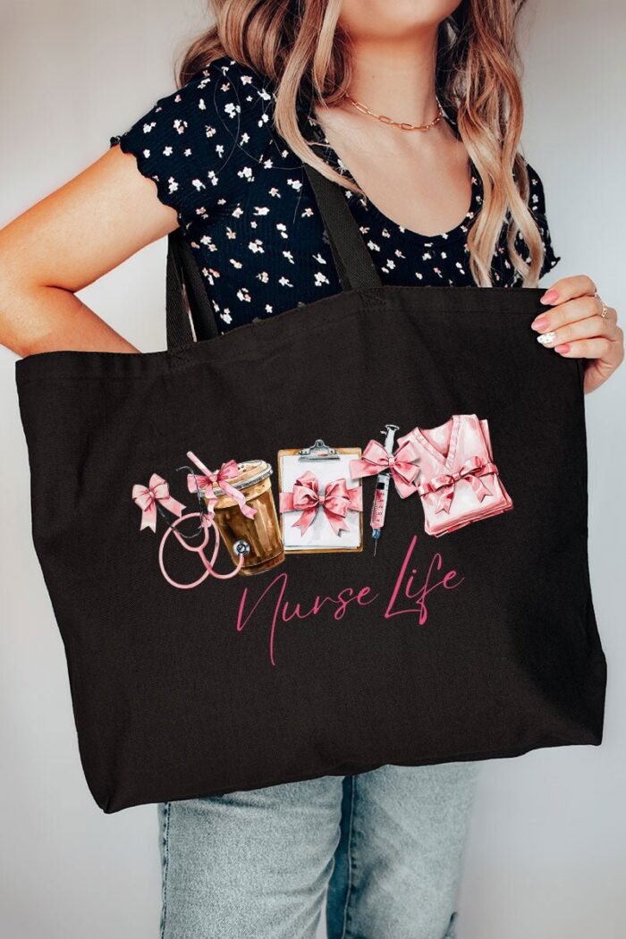 hpvjit-q600-black-nurselifecoquettebow-hpv-825654.jpg Nurse Life Coquette Bow Canvas Jumbo Tote