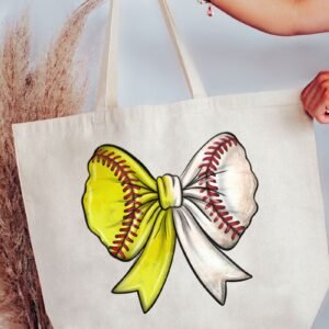 Softball & Baseball Stitches Coquette Canvas Jumbo Tote